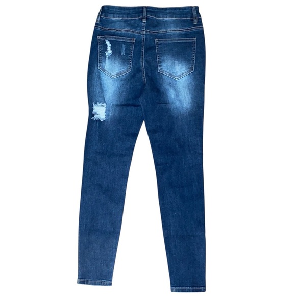Muhadrs Distressed Women’s Jeans Skinny Fit Dark Blue Wash Size 8 - Picture 2 of 4